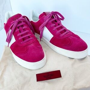 Valentino Fly Crew Suede Pink Rockstud Sneakers 39.5